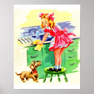 Póster Ensinando Rover a lavar a louça