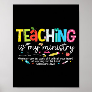 Poster Ensinar É Meu Ministério Deus Professor Cristão De