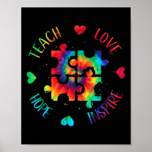 Poster Ensinar Esperança Amor Inspira Consciência Autismo