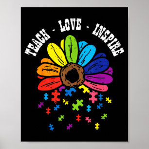 Poster Ensine Amor Inspire Flor Conscientização do Autism