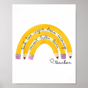 Poster Ensine Amor Inspire Lápis Arco-Íris Professor Ck P