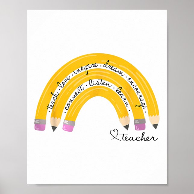 Poster Ensine Amor Inspire Lápis Arco-Íris Professor Ck P (Frente)