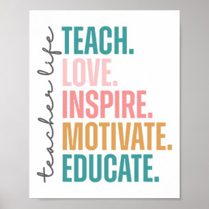 Poster Ensine Amor Inspire Motive De Volta à Escola Cute