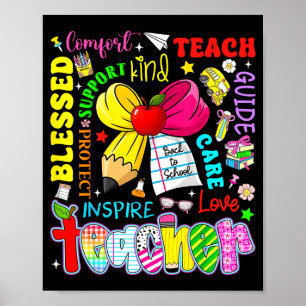Poster Ensine Amor Inspire Professor Crianças Lápis Arco 