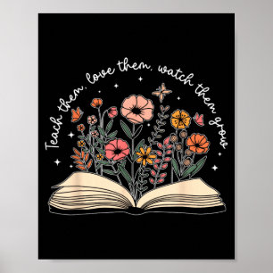 Poster Ensine Amor Observe Cresça Floral Retro Professora