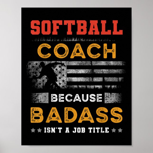 Poster Ensino De Softball Engraçado Presente Para Homens, (Frente)