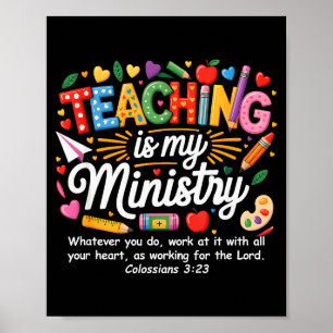 Poster Ensino é Meu Ministério Deus Professor Cristão Cam