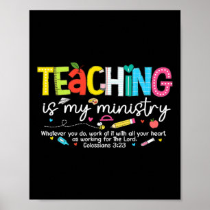 Poster Ensino é meu ministério Deus Professor Cristão Ck 