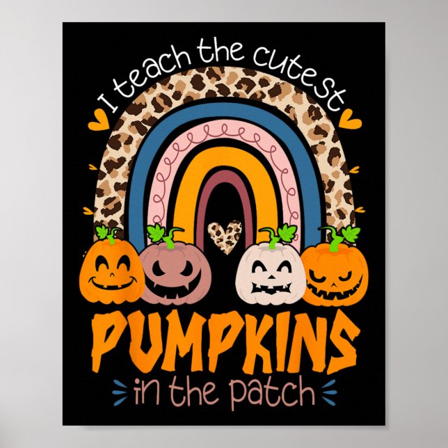 Poster Ensino Os Pumpkins Mais Bonitos No Patch Retro Tea (Frente)