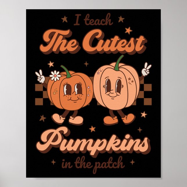 Poster Ensino Os Pumpkins Mais Bonitos No Patch Retro Tea (Frente)