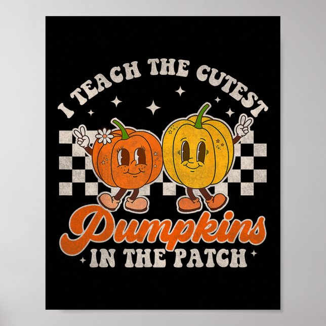 Poster Ensino Os Pumpkins Mais Bonitos No Patch Retro Tea (Frente)
