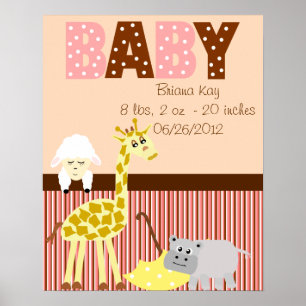 Póster Ensino Personalizado Animais Enchidos Novo Bebê