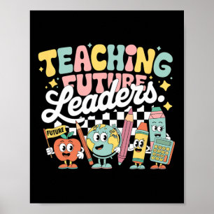 Poster Ensino Retro Líderes Futuros Professor Groovy Cost