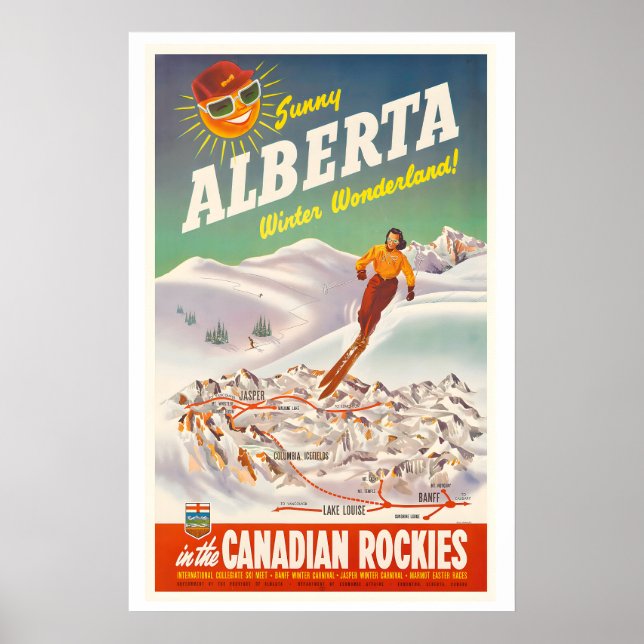 Poster Ensolarado Alberta Paraíso de Inverno Canadense (Frente)