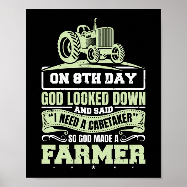 Poster Então Deus Fez Uma Agricultura De Trator De Vida F (Frente)