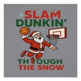 Póster Enterrada na Neve - Basquete de Natal