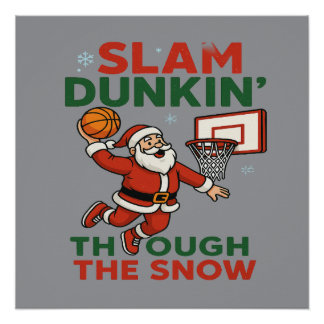 Póster Enterrada na Neve - Basquete de Natal