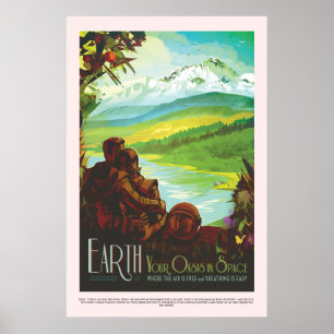 Póster Enterre seus oásis no viagem da NASA do vintage d