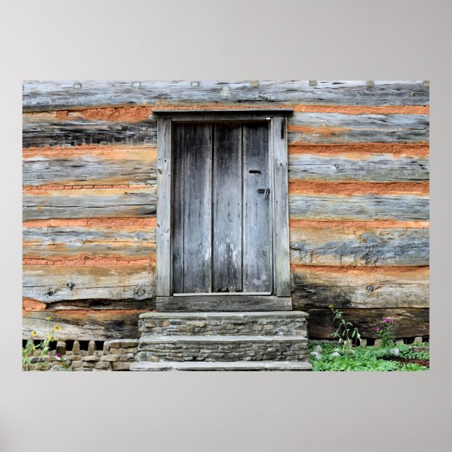 Poster Entrada de porta de madeira antiga (Frente)