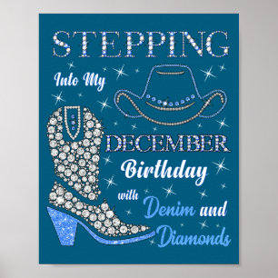 Poster Entrando Em Meu Aniversário De Dezembro Com Denim 