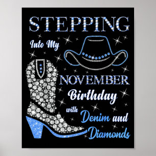 Poster Entrando No Meu Aniversário De Novembro Com Denim 