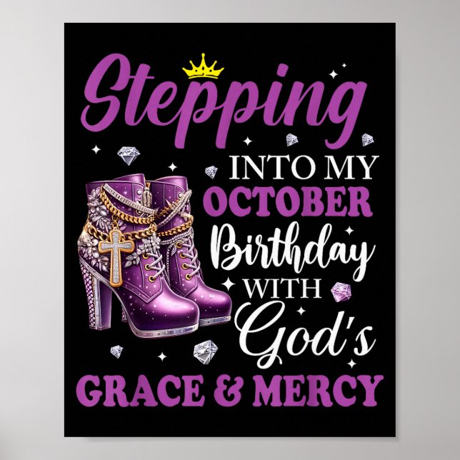 Poster Entrando no meu aniversário de outubro com a graça (Frente)