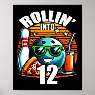 Poster Entrando nos 12 Aniversário de Boliche Festa de An