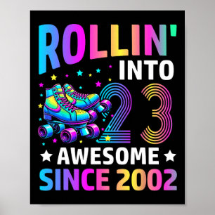 Poster Entrando Nos 23 Anos De Idade Patins Aniversário D