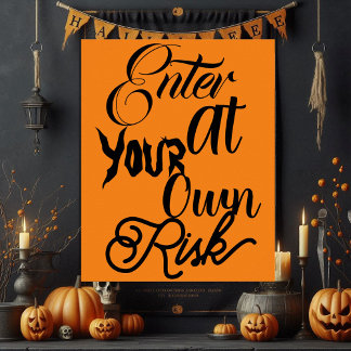 Poster Entre No Seu Próprio Risco Festa De Halloween Dive