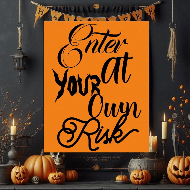 Poster Entre No Seu Próprio Risco Festa De Halloween Dive (Enter At Your Own Risk Spooky Fun Halloween Party Poster)