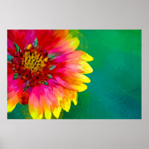Póster Entrega artística da flor do cobertor indiano