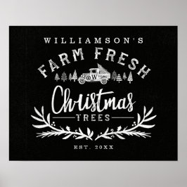 Poster Entrega da árvore de Natal do carro vintage Preto 