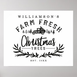 Poster Entrega da árvore de Natal do carro vintage Preto 