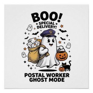 Póster Entrega de Halloween no Modo Fantasma do Trabalhad