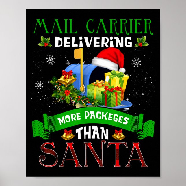 Poster Entregando Mais Pacotes Do Que Papai Noel Piada Fu (Frente)