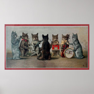 Poster Entretenimento musical de gatos-do-vintage