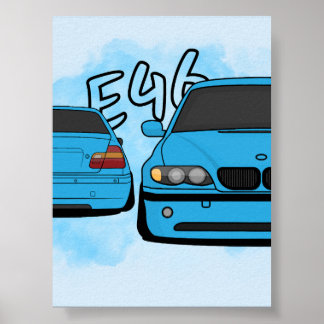 Poster Entusiasta de Carro de Desenho Animado Sedan Espor