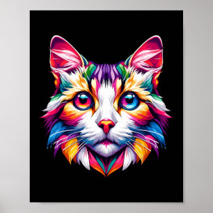 Poster Entusiasta do Gatinho Gata-Arco-Íris Vibrante