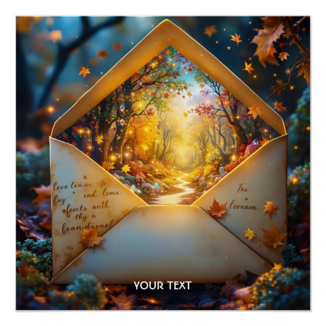 Póster Envelope de outono fantasioso e bonito (Frente)