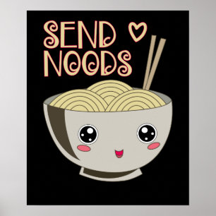 Poster Enviar Presente para a Sopa de Noods Kawaii Ramen 