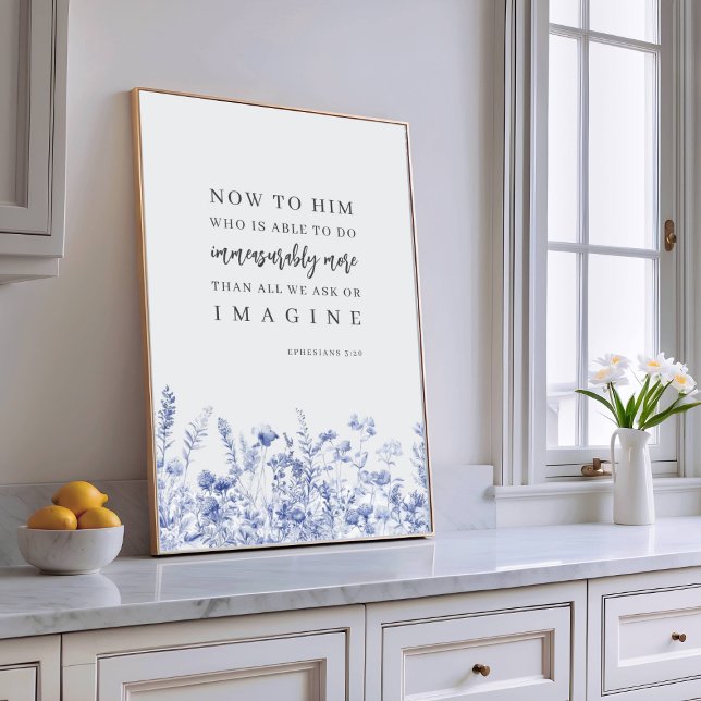 Poster Ephesians 3:20 Chinoiserie Floral Bible Verse  (Criador carregado)