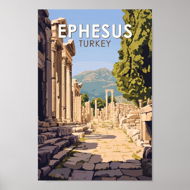 Poster Ephesus Turkey Viagem Art Vintage (Frente)