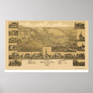 Póster Ephrata, mapa panorâmico do PA - 1887