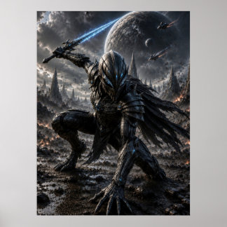 Poster Epic Alien Knight in a Distant Galaxy