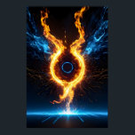Poster Epic Elemental Magic Ring Blue Orange Fire<br><div class="desc">Open a spectacular gateway to a realm of pure energy right on your wall with this epic elemental poster. This striking horizontal artwork features a magnificent, glowing circular crest forged from a violent clash of vibrant blue magical fire and roaring orange flames. The brilliant sparks and embers explode outward against...</div>
