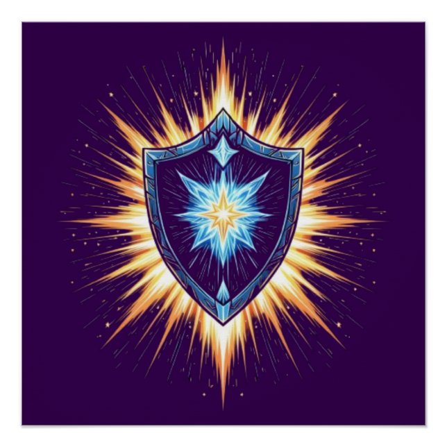 Póster Epic Fantasy Shield with Radiant Energy Burst – Ma (Frente)