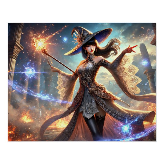 Póster Epic Female Wizard Batalha Posters Poder Mágico (Frente)