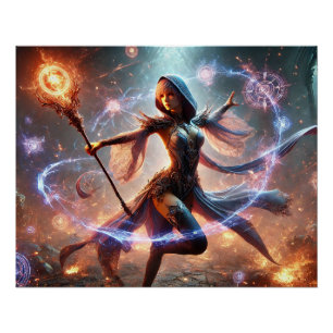 Póster Epic Female Wizard Batalha Posters Poder Mágico