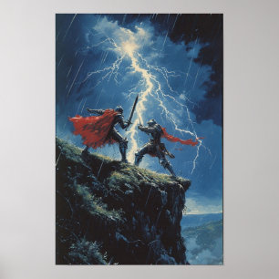 Poster Epic Knight Duel em Tempestade