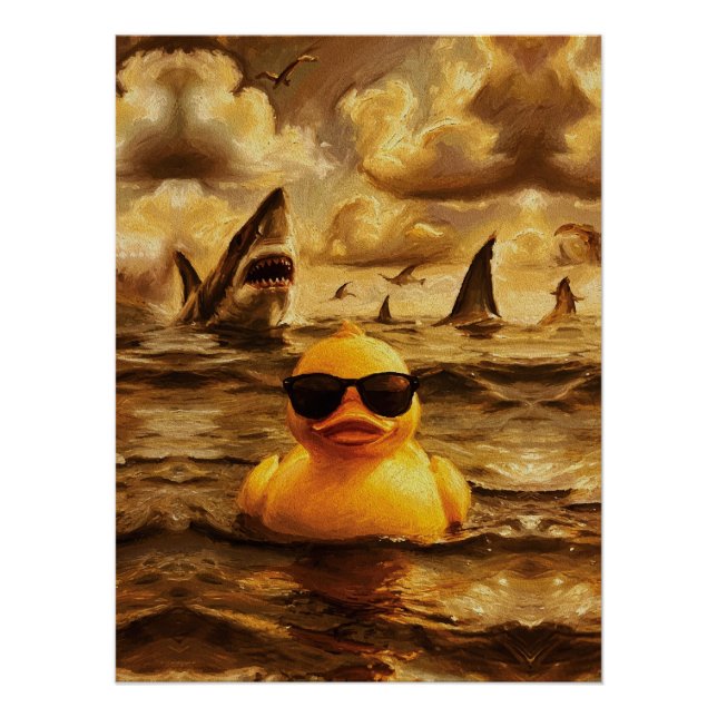 Póster Epic Shark Attack with Brave Rubber Duck (Frente)